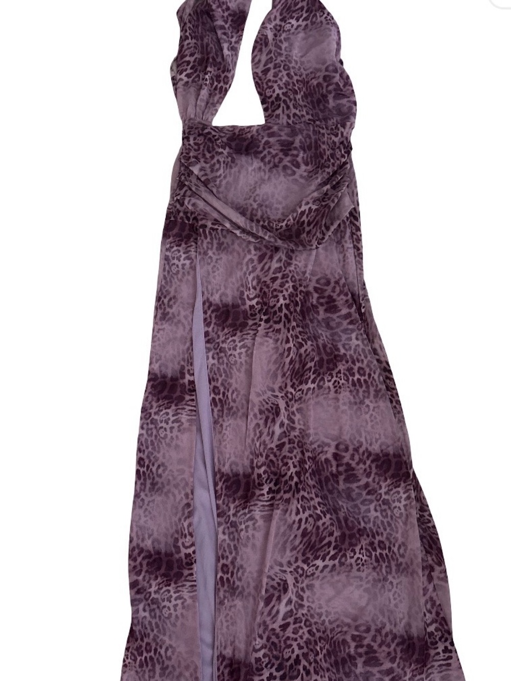 EGO Lilac Leopard-Print Halter Dress